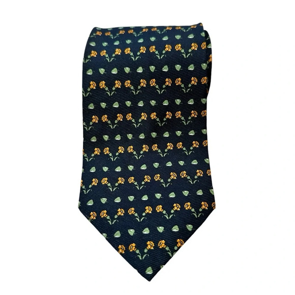 Victor Laurent Silk Navy Floral Tie - Picture 3 of 4